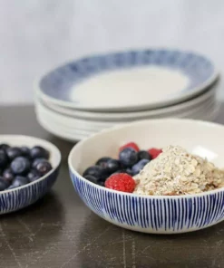 Nkuku Karuma Ceramic Cereal Bowl - Blue & White Tableware