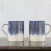 Nkuku Karuma Ceramic Large Mug - Blue & White (Set Of 2) Tableware