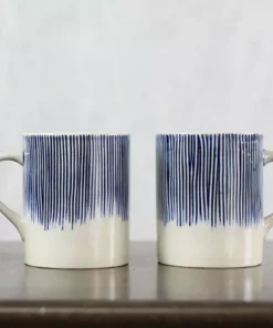 Nkuku Karuma Ceramic Large Mug - Blue & White (Set Of 2) Tableware