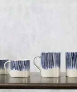 Nkuku Tableware Karuma Ceramic Small Mug - Blue & White (Set Of 2)
