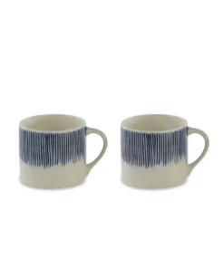 Nkuku Tableware Karuma Ceramic Small Mug - Blue & White (Set Of 2)
