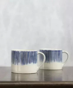 Nkuku Tableware Karuma Ceramic Small Mug - Blue & White (Set Of 2)