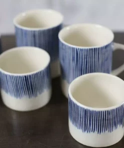 Nkuku Tableware Karuma Ceramic Small Mug - Blue & White (Set Of 2)