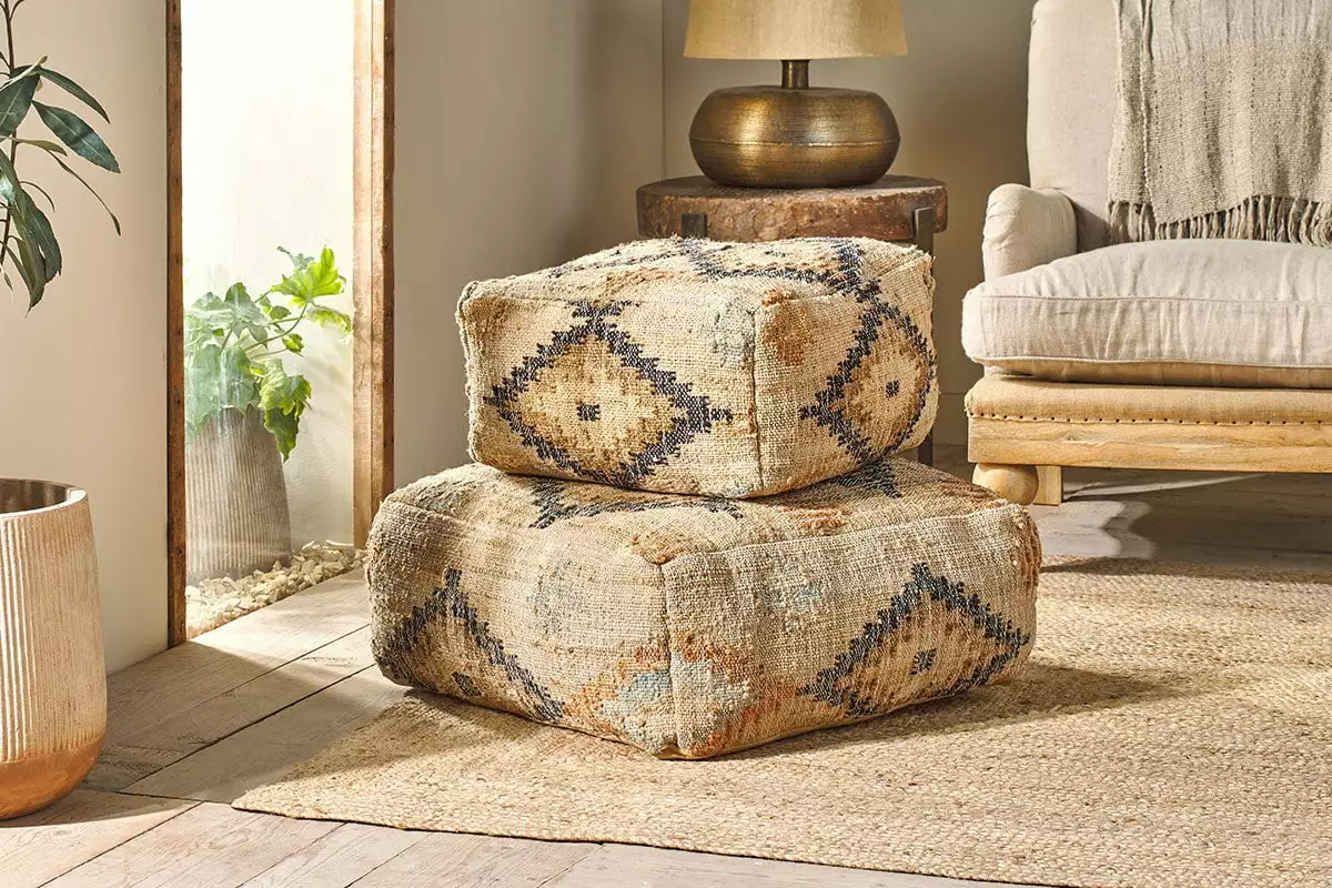 Nkuku Kesu Kilim Pouf - Large New Arrivals 4 Nkuku Kesu Kilim Pouf - Large New Arrivals