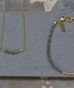 Nkuku Kitara Bead Bracelet - Grey & Gold