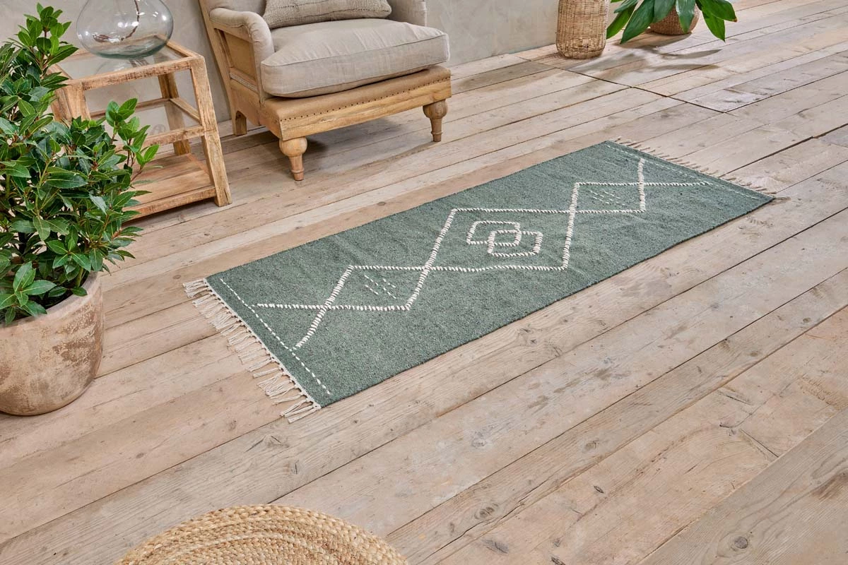 Nkuku Lamandi Recycled Runner - Moss Home Accessories 3 Nkuku Lamandi Recycled Runner - Moss Home Accessories