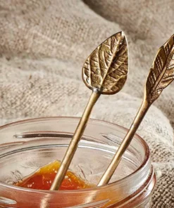 Nkuku Tableware Leaf Spoon Gift Set - Antique Brass (Set Of 2)