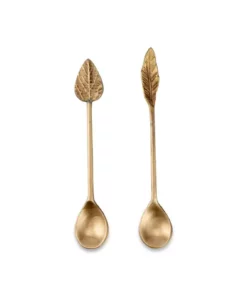 Nkuku Tableware Leaf Spoon Gift Set - Antique Brass (Set Of 2) 8 Nkuku Tableware Leaf Spoon Gift Set - Antique Brass (Set Of 2)
