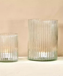 Nkuku New Arrivals Malana Recycled Glass Candle Holder - Clear