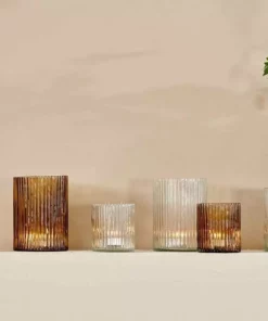 Nkuku New Arrivals Malana Recycled Glass Candle Holder - Clear