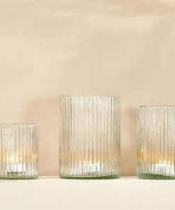 Nkuku New Arrivals Malana Recycled Glass Candle Holder - Clear