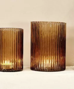 Nkuku Malana Recycled Glass Candle Holder - Smoke Brown New Arrivals