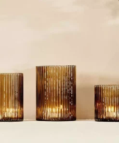 Nkuku Malana Recycled Glass Candle Holder - Smoke Brown New Arrivals