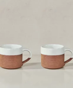 Nkuku Mali Ribbed Coffee Mug - White (Set Of 2) Tableware