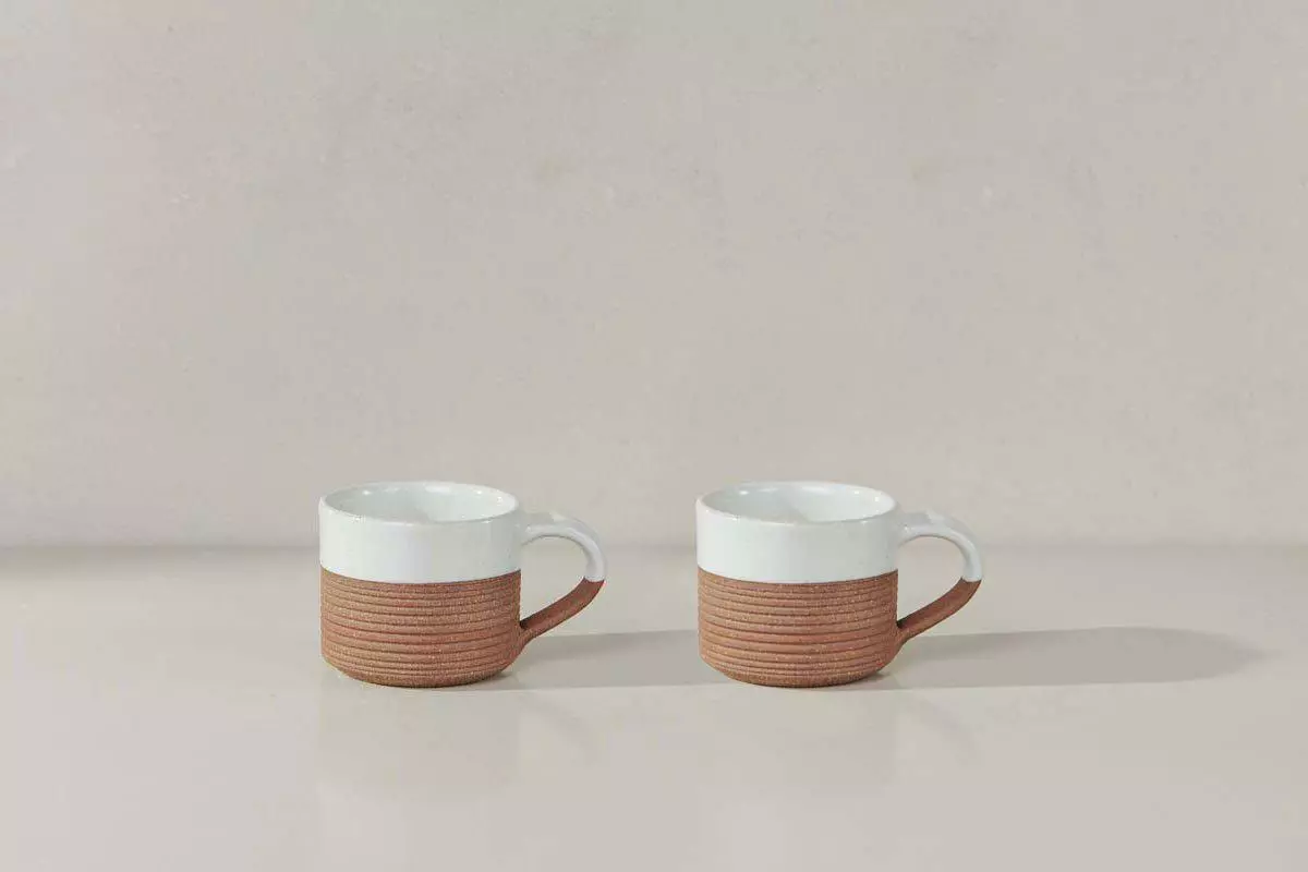 Nkuku Mali Ribbed Espresso Mug - White (Set Of 2) Tableware 3 Nkuku Mali Ribbed Espresso Mug - White (Set Of 2) Tableware