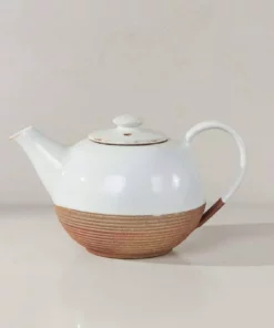 Nkuku Mali Ribbed Teapot - White Tableware