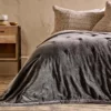Nkuku Mandawa Velvet Bedspread - Charcoal Home Accessories