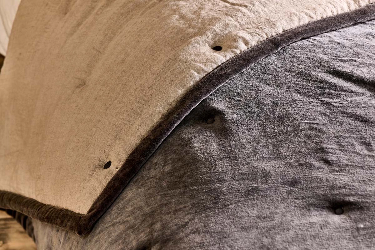 Nkuku Mandawa Velvet Bedspread - Charcoal Home Accessories 4 Nkuku Mandawa Velvet Bedspread - Charcoal Home Accessories