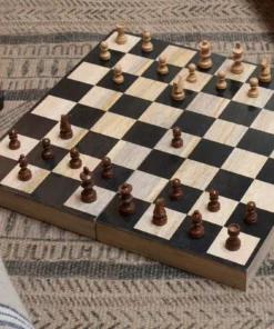 Nkuku Eco-Friendly Gifts Mango Wood Chess & Draughts