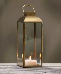 Nkuku Maro Brass Lantern - Tall Home Accessories
