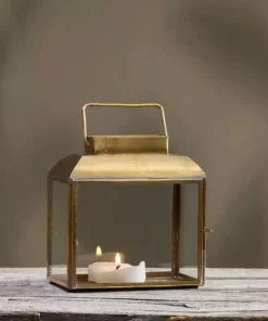 Nkuku Maro Brass Lantern - Wide Home Accessories