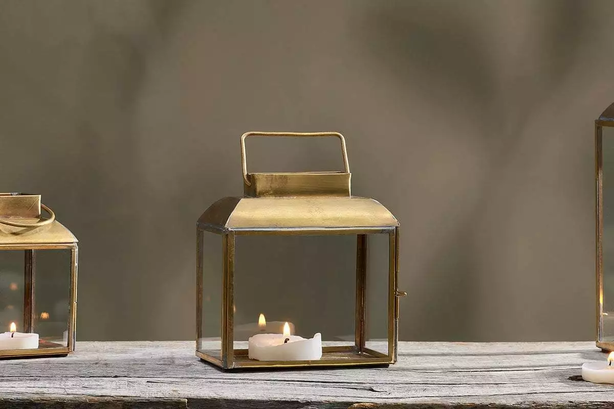 Nkuku Maro Brass Lantern - Wide Home Accessories 3 Nkuku Maro Brass Lantern - Wide Home Accessories