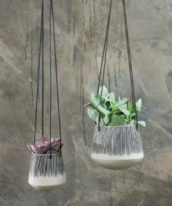 Nkuku Matamba Ceramic Hanging Planter - Lines