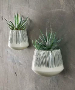 Nkuku Matamba Ceramic Wall Hung Planter - Black Lines