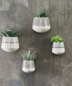 Nkuku Matamba Ceramic Wall Hung Planter - Black Lines