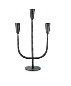 Nkuku Mbata Brass Candelabra - Antique Black