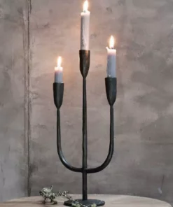 Nkuku Mbata Brass Candelabra - Antique Black