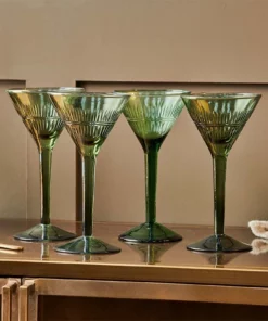 Nkuku Tableware Mila Cocktail Glass - Dark Emerald (Set Of 4)