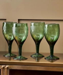 Nkuku Tableware Mila Wine Glass - Dark Emerald (Set Of 4)
