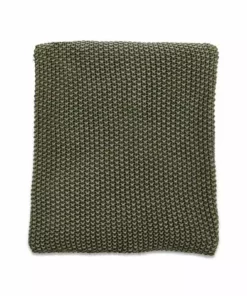 Nkuku Moss Stitch Cotton Throw - Forest Green