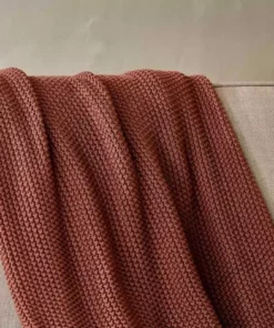 Nkuku Moss Stitch Cotton Throw - Rust Home Accessories