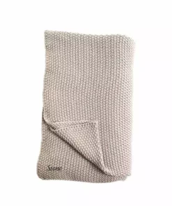 Nkuku Moss Stitch Cotton Throw - Stone Home Accessories