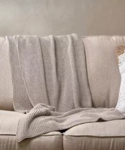 Nkuku Moss Stitch Cotton Throw - Stone Home Accessories