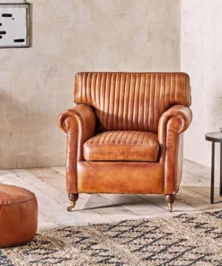 Nkuku Nadu Leather Pouf