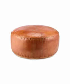 Nkuku Nadu Leather Pouf - Large Living Room