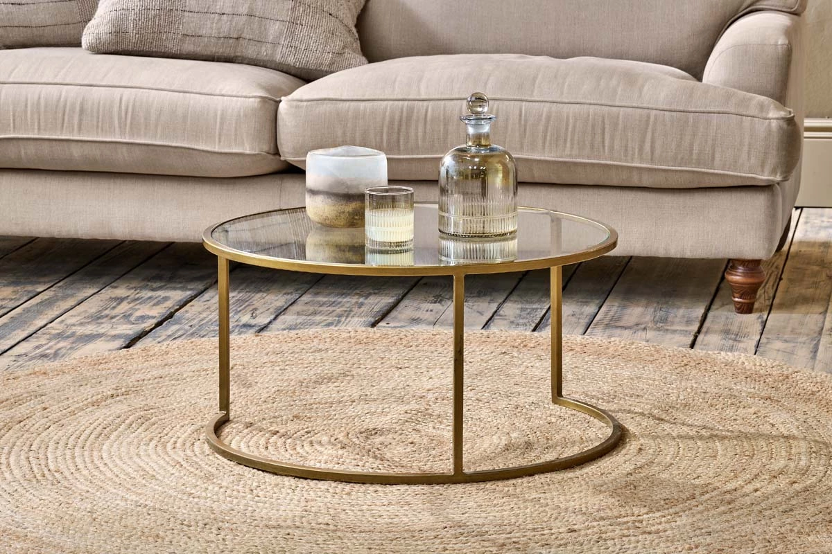 Nkuku Nakuru Iron & Glass Coffee Table - Brass Living Room 3 Nkuku Nakuru Iron & Glass Coffee Table - Brass Living Room