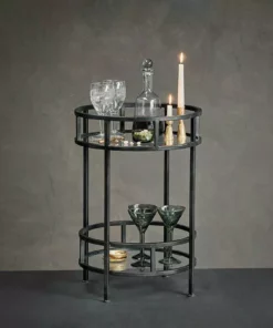 Nkuku Living Room Nakuru Iron & Glass Drinks Table