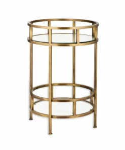 Nkuku Nakuru Iron & Glass Drinks Table - Brass Living Room