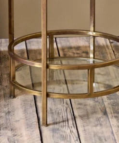 Nkuku Nakuru Iron & Glass Drinks Table - Brass Living Room