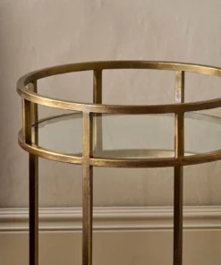 Nkuku Nakuru Iron & Glass Drinks Table - Brass Living Room