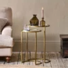 Nkuku Nakuru Iron & Glass Side Table Set - Brass