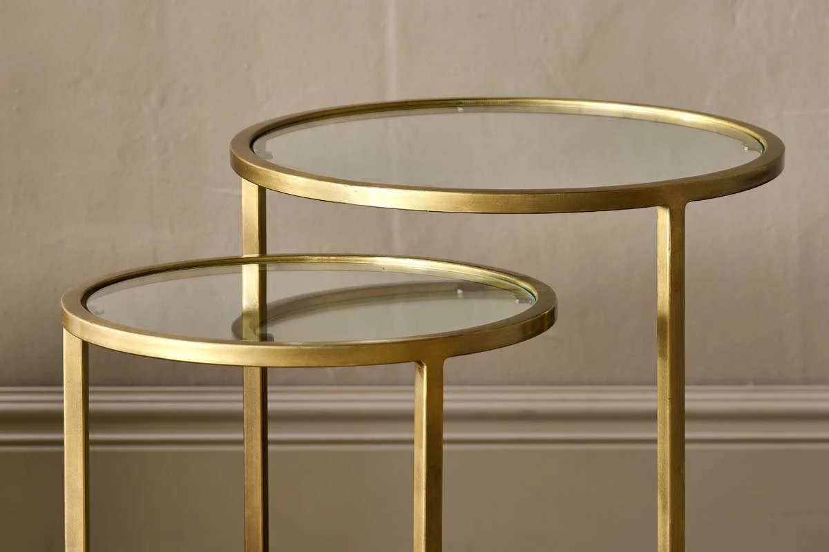 Nkuku Nakuru Iron & Glass Side Table Set - Brass 4 Nkuku Nakuru Iron & Glass Side Table Set - Brass