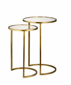 Nkuku Nakuru Iron & Glass Side Table Set - Brass 13 Nkuku Nakuru Iron & Glass Side Table Set - Brass