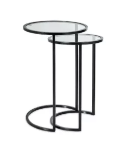 Nkuku Nakuru Iron & Glass Side Table Set (Set Of 2) Living Room