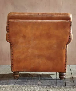 Nkuku Narwana Leather Ribbed Armchair Living Room