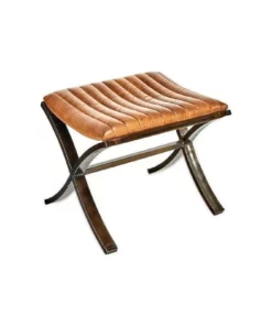 Nkuku Narwana Ribbed Leather Footstool Living Room 8 Nkuku Narwana Ribbed Leather Footstool Living Room